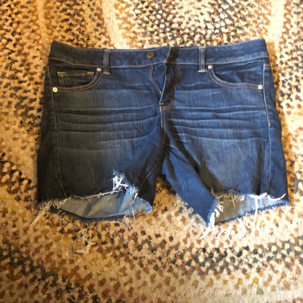 Dark denim raw hem